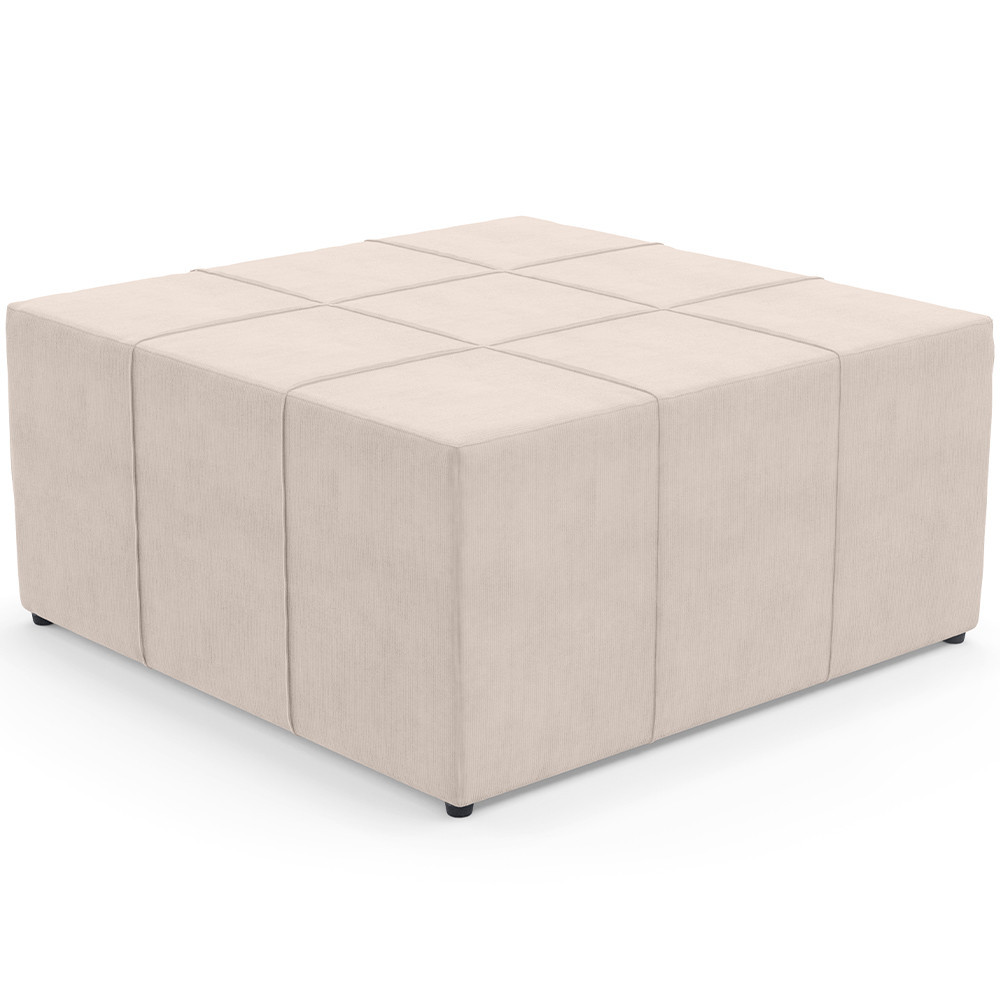 Puff Decorativo Para Sala de Estar Quadrado Milano 90x90cm W01 Suede Bege - Lyam Decor