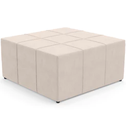 Puff Decorativo Para Sala de Estar Quadrado Milano 90x90cm W01 Suede Bege - Lyam Decor