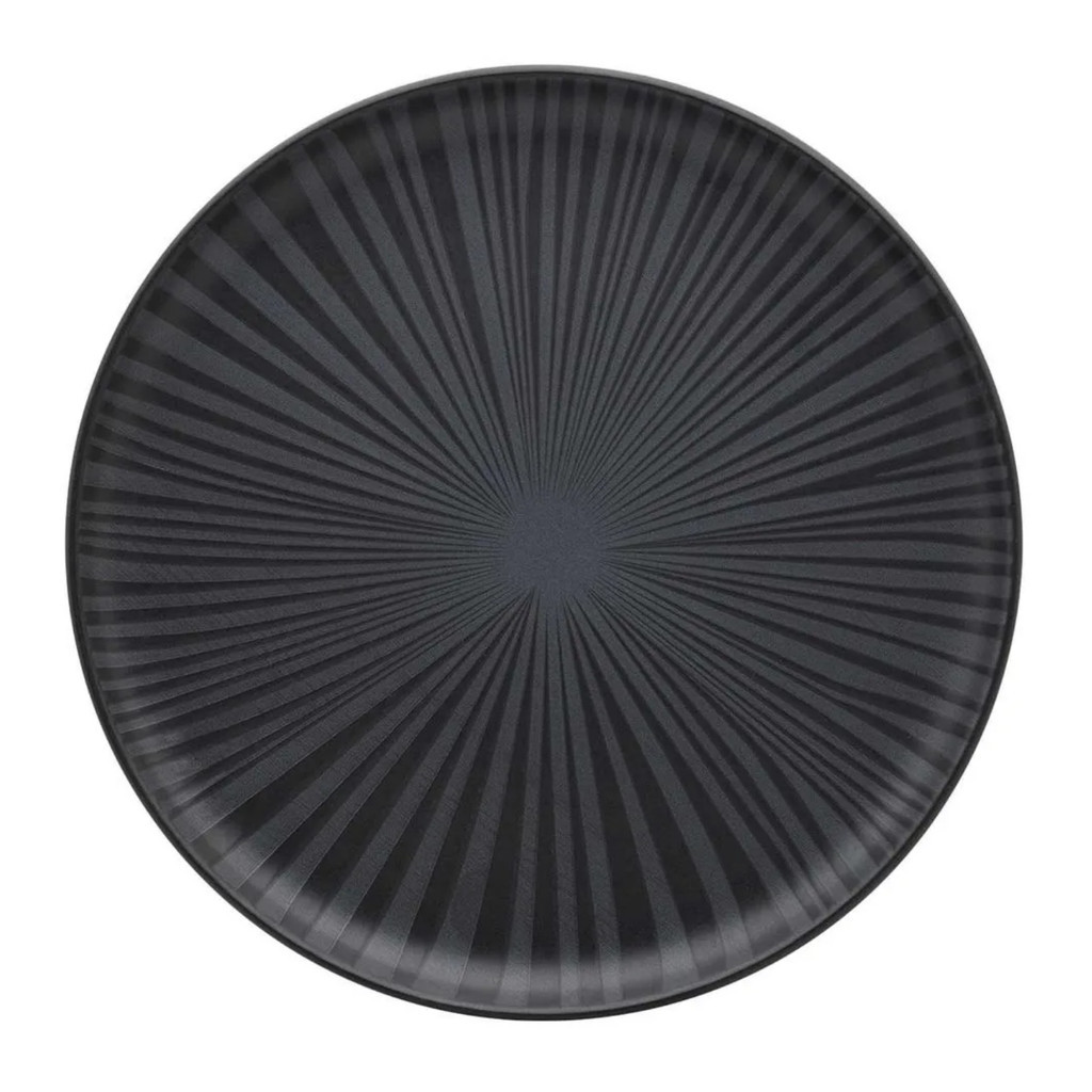 Prato Raso de Cerâmica 26cm Preto Refeição Oxford Flat Ônix