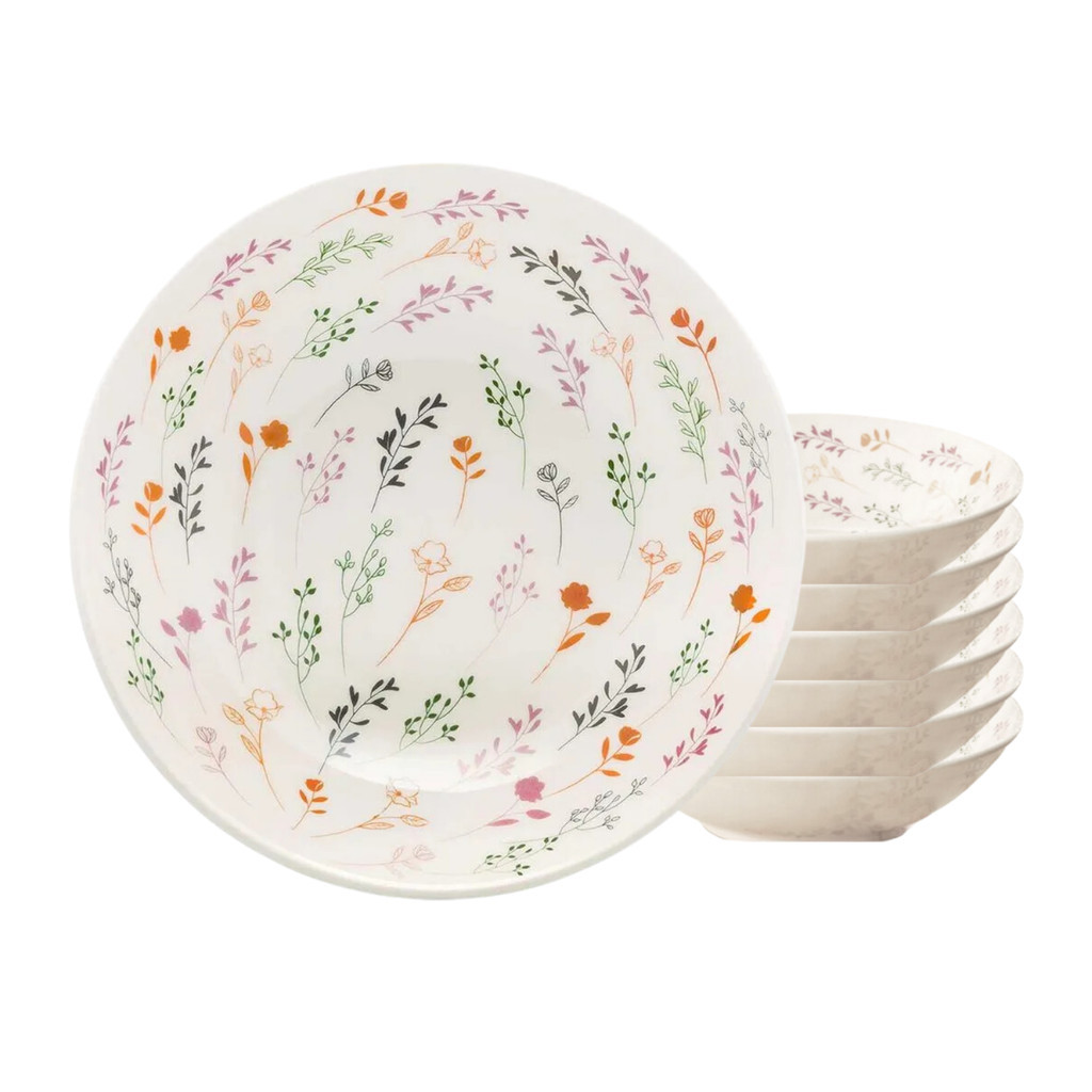 Jogo de Pratos Fundo Kit 6pcs Cerâmica 20,5cm Oxford Unni Jardim Secreto em Oferta na Shopee