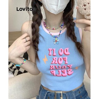 Lovito Linda regata com estampa de letras para mulheres LNA51004