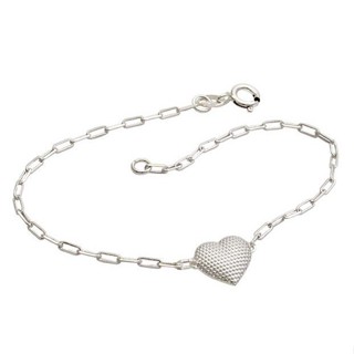 Pulseira feminina elo cartie coração estampado bolinhas