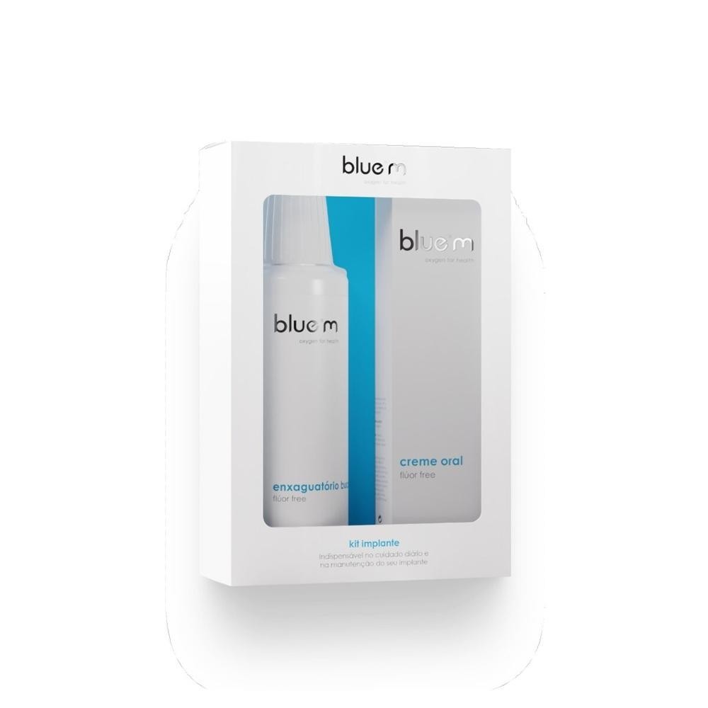 Kit Implante Blue M Enxaguante Bucal Fluor Free 250ml + Creme Oral 75ml em Oferta na Shopee