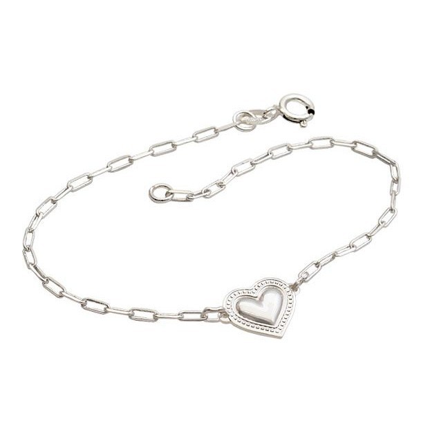 Pulseira elo cadeado coração detalhado - prata 925 - Fashion Accessories