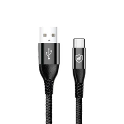 Cabo Raptor Gshield Tipo C / USB A 1m Nylon Balístico Turbo Proteção Inteligente p/ Android e iPhone