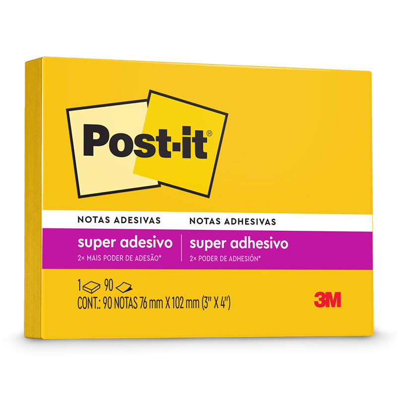 Bloco de notas adesivas Post-it Amarelo Sol 76x102mm 90 folhas 3M em Oferta na Shopee