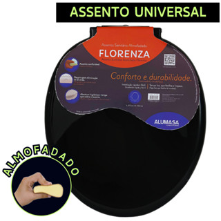 Assento Sanitário Tampa Vaso Almofadado Preto Alumasa Florenza Universal Deca Celite Logasa Incepa em Oferta na Shopee
