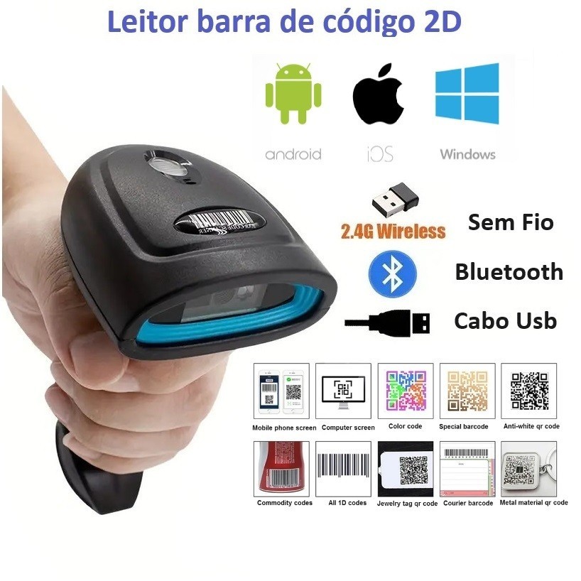Leitor De Código De Barras U24/U28 Com Bluetooth Leitor de QR Code Compartivel iOS Android Windows em Oferta na Shopee