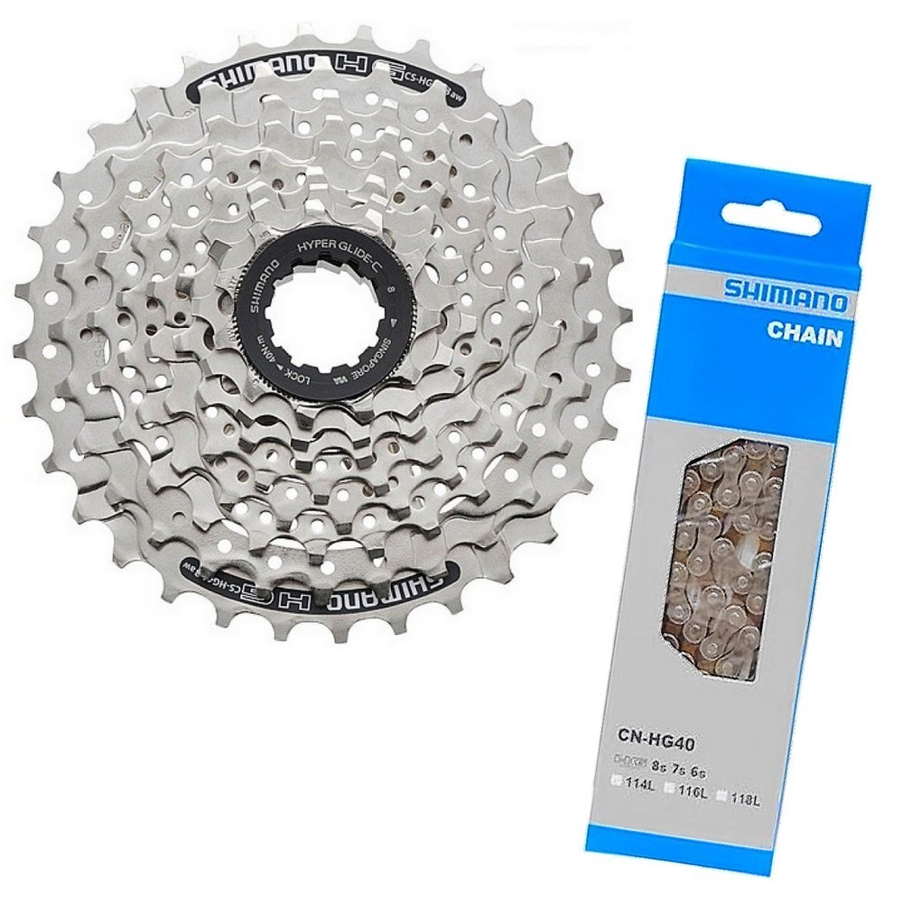 CASSETE SHIMANO ACERA CS-HG41 11-32D + CORRENTE SHIMANO HG40 116 ELOS - 8V em Oferta na Shopee