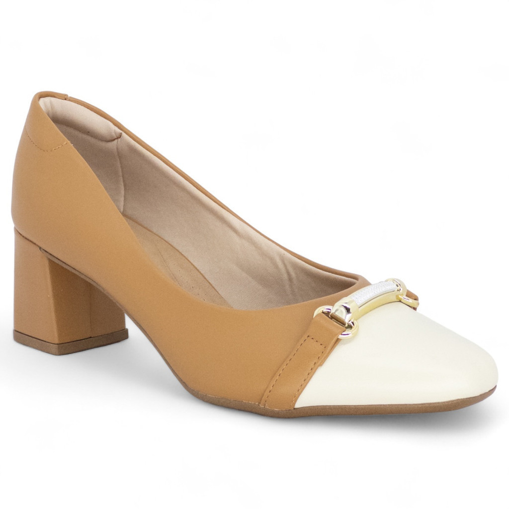 Scarpin Beira Rio Casual Salto Bloco Grosso Feminino Macio Original em Oferta na Shopee