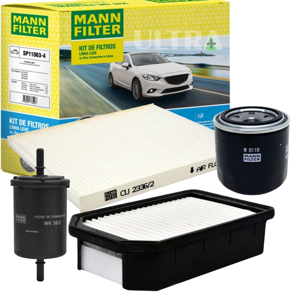 Kit Revisão 4 Filtros Compatível Hyundai HB20 1.6 16V 2012 a 2019 Mann-filter