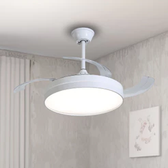 Ventilador De Teto Retrátil Air Basic Pás Branco Led 30w Bivolt Opus Controle Remoto Econômico Resfriamento Moderno