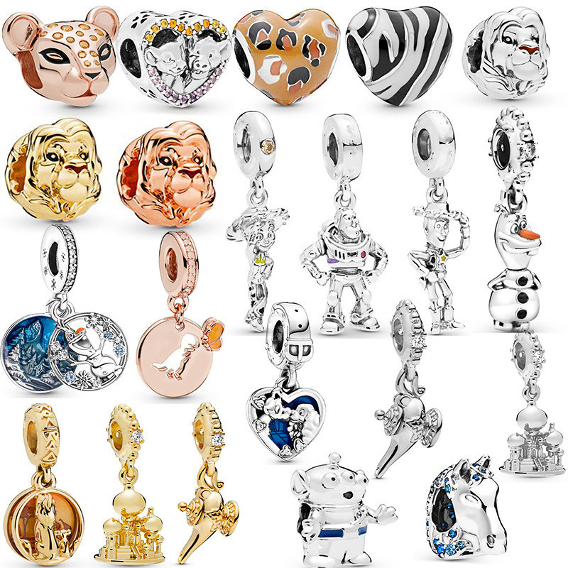 Berloques De Prata 925 Charme Leão Rei Simba e Dinossauro Dino Pulseira Acessórios Colar Pingente em Oferta na Shopee