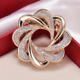Elegante Mulher Moda Feminina Luxo Cristal Twist Round Silk Scarf Buckle Broches Clássicos Pins De Roupa De Senhora Requintada