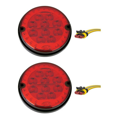 2 Lanterna Traseira 125mm Ônibus Comil Mascarello Neobus 10 LED VM 24V + Conector