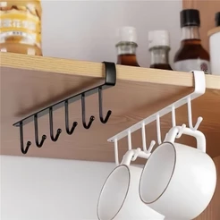 KIT 2PCS Suporte De Metal Porta Xícaras Canecas Utensílios Em Geral Para Pendurar No Armário