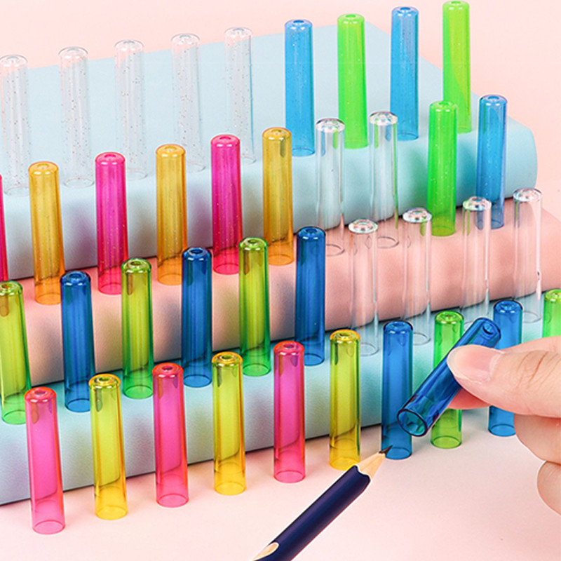 6 Tampas De Lápis Coloridas Para Crianças-Punhos E Capas De Extensão Transparentes Criativas em Oferta na Shopee