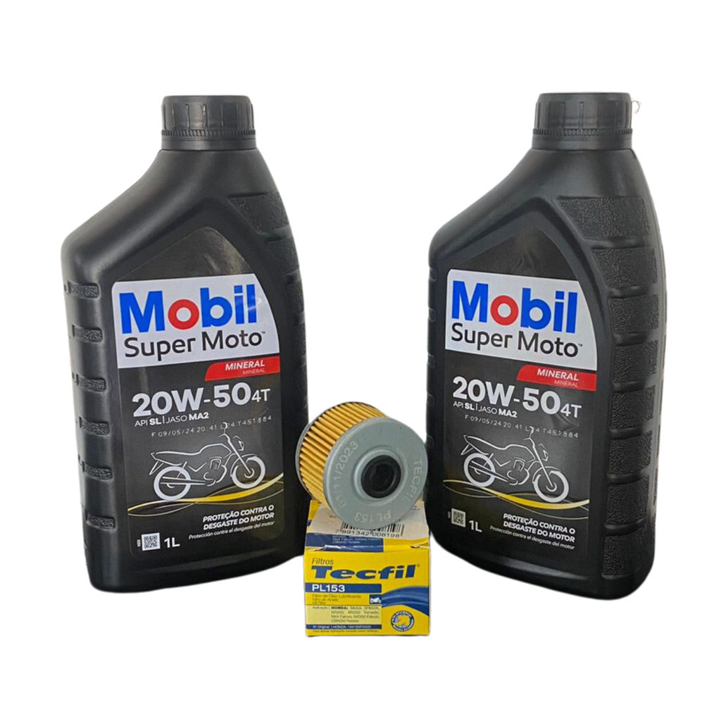 Kit Troca de Oleo mineral 20w50 Mobil Filtro Motos Honda CB XRE 300 Twister Tornado XR 250 Fazer NX 400 Falcon XLX 350 em Oferta na Shopee