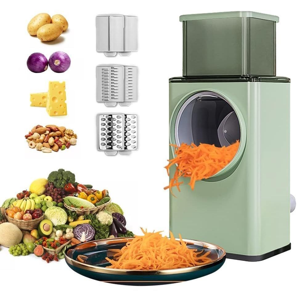 Ralador de Queijo Fatiador Legumes Cortador Vegetais Manual 3 em 1 Multiuso Cozinha Giratorio Manivela Luca