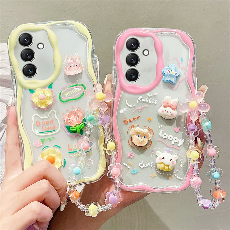 Capa Fofa De Pulso Para Samsung Galaxy S23 S24 Ultra Plus A55 A35 A54 A34 A25 A24 A14 A53 A33 A23 A52 A32 A05 A15 A12S