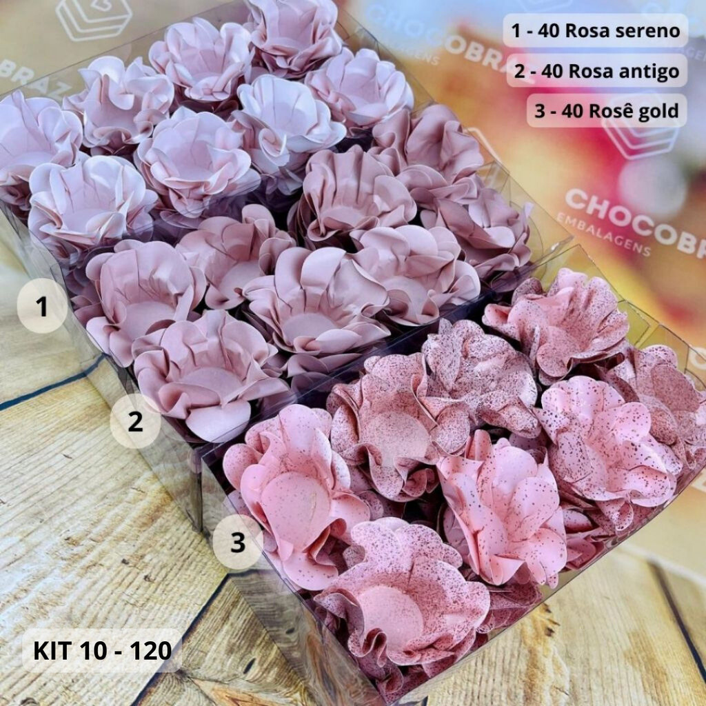 KIT 120 Forminhas Para Doces Finos R SERENO +R ANTIGO + ROSÊ GOLD - Home & Living