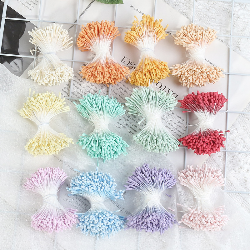 400PCS Stamen Flor Artificial 6cm Falsas Flores Floral Pistil DIY Flower Bouquet De Artesanato Acessórios