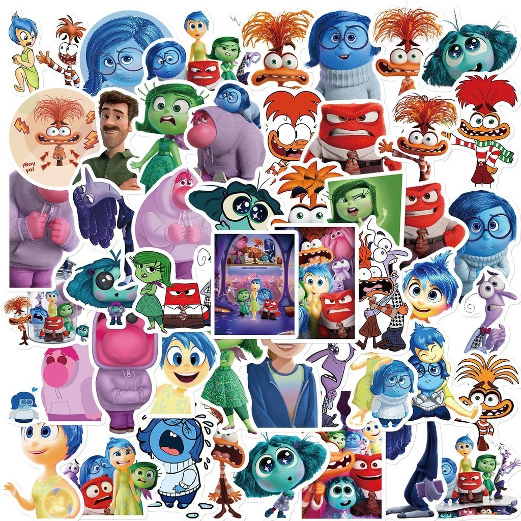 50 Unid . Dentro Para Fora 2 Filmes De Desenho Animado Adesivos De PVC À Prova D'água