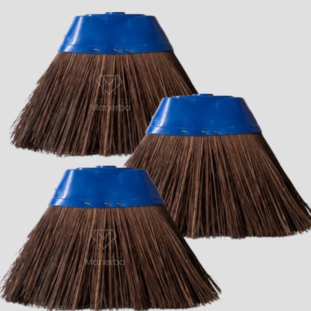 KIT - 3 VASSOURAS DE PIACAVA SEM CABO em Oferta na Shopee