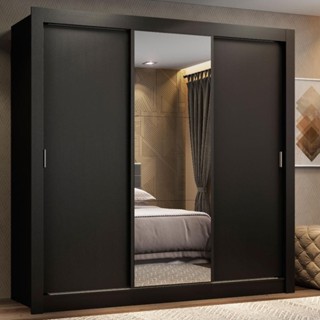 Guarda Roupa Casal Madesa Lyon 3 Portas de Correr com Espelho 2 Gavetas em Oferta na Shopee