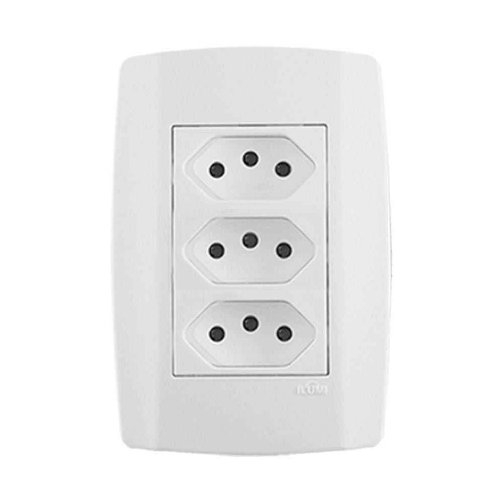 Conjunto Tomada Tripla 10A 250V Ilumi