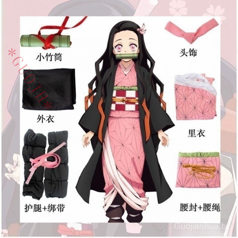 Caçador De Demônios Kamado Nezuko Cosplay Adulto Kids Costume Play Girls Kimono Japonês Uniforme De Halloween Kimetsu No