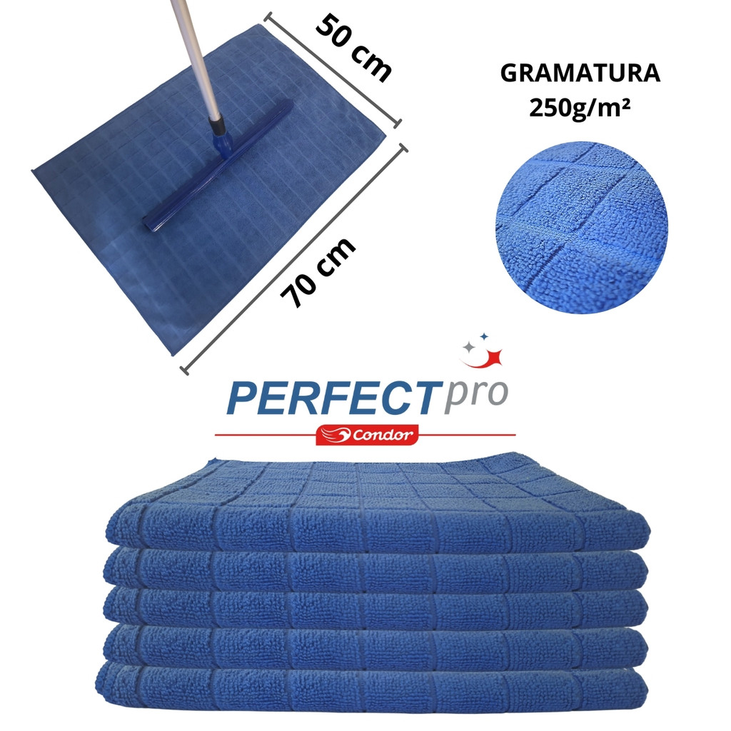 Pano de Chão Microfibra Limpeza Geral Grande 70x50 C/ 5 UN - Perfect Pro Condor em Oferta na Shopee