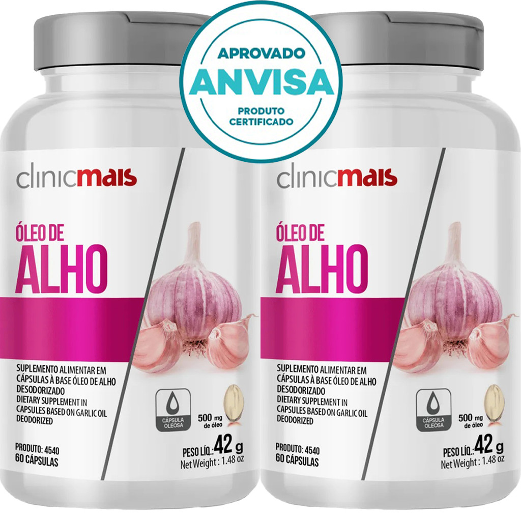 KIT 2x Óleo De Alho - 60 Cápsulas 500mg - Clinicmais