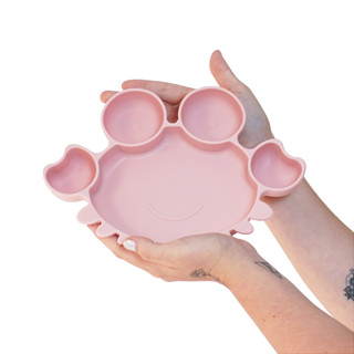 Pratinho com ventosa e divisórias Caranguejo Rosa - TurmaTube em Oferta na Shopee