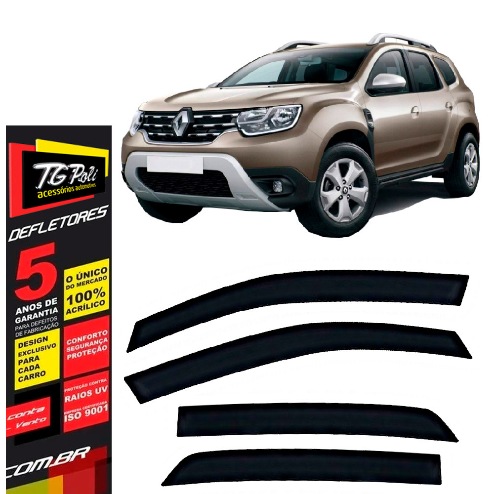 Calha de Chuva Renault Duster e Duster Oroch 2011 a 2025 TG Poli Defletor 4P Protetor Janelas Fumê em Oferta na Shopee
