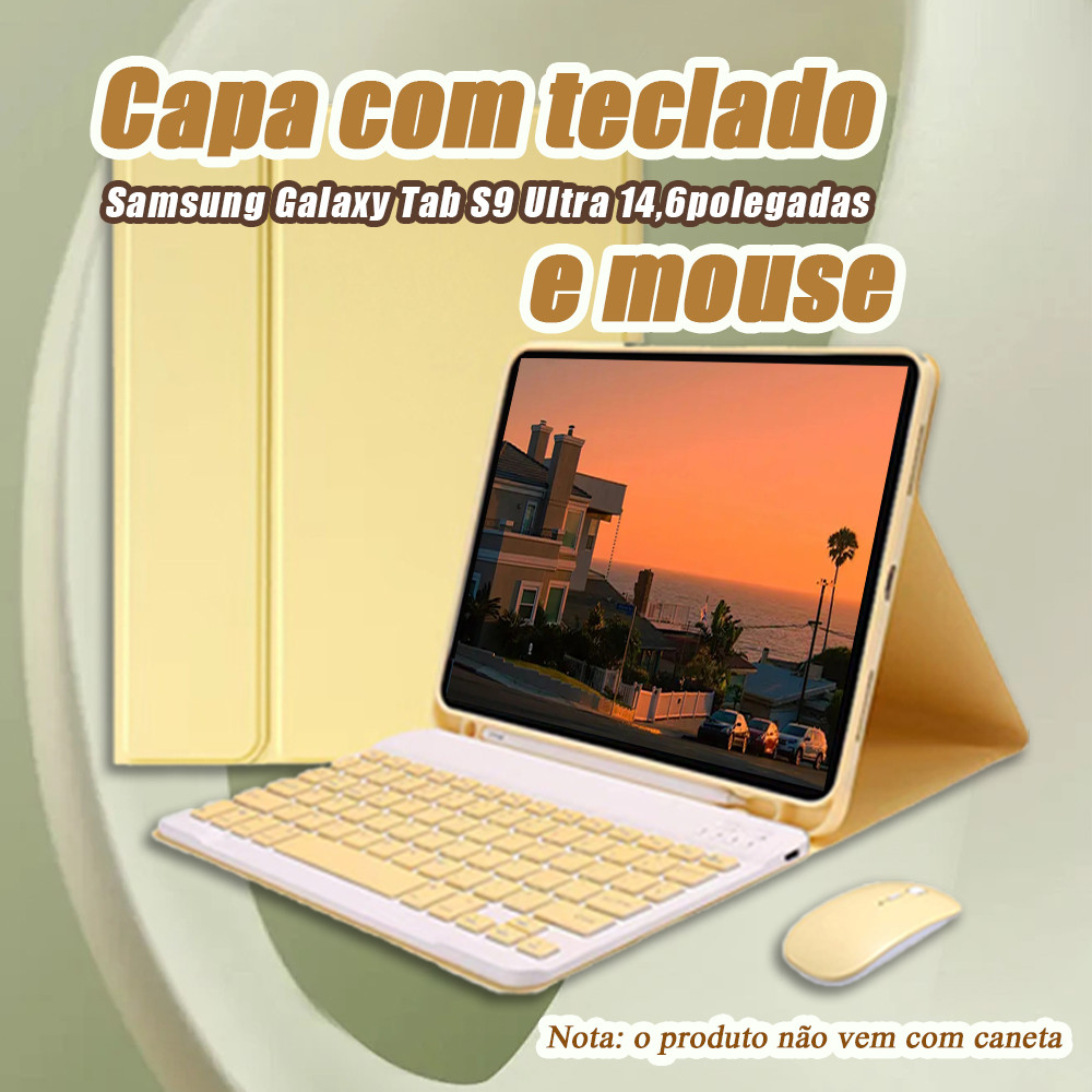 capa para tablet com teclado e mouse para Samsung Galaxy Tab S9 Ultra 14,6polega