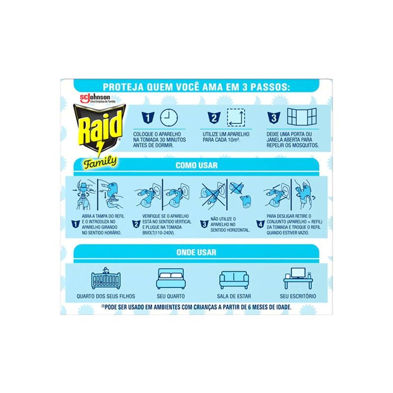 Refil Repelente Elétrico Líquido Raid Family 45 Noites 2 Unidades 32,9ml em Oferta na Shopee
