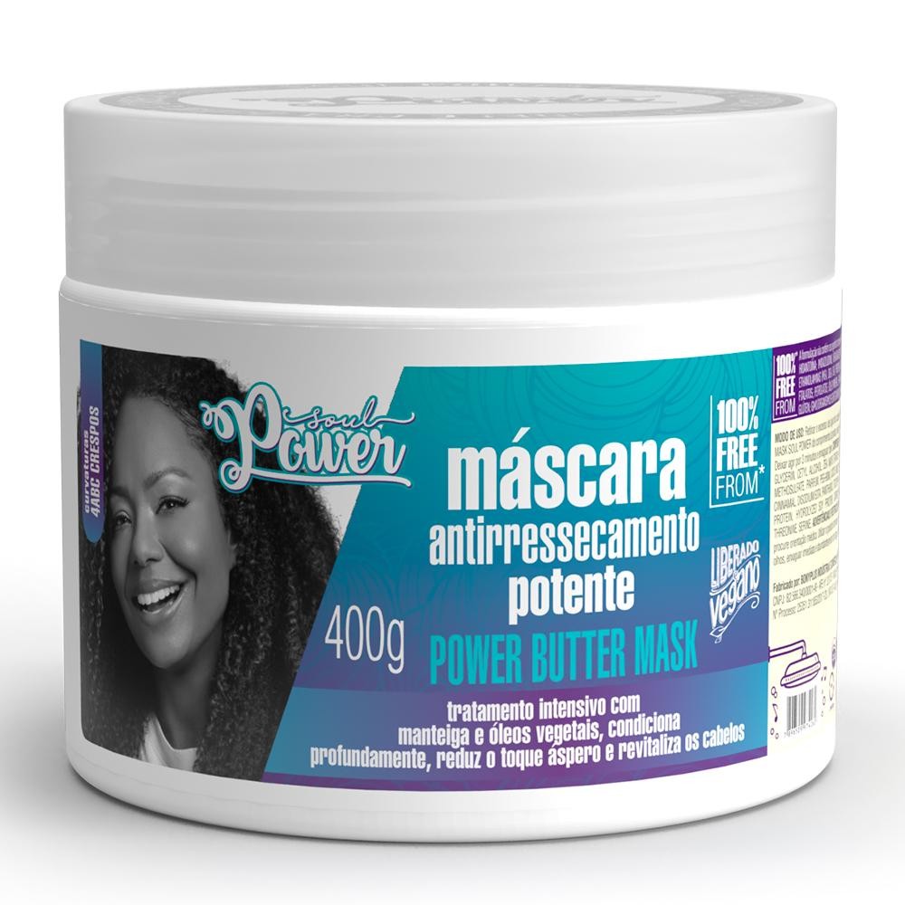 Imagem de Máscara Antiressecamento Potente Power Buttermask 400g Soul Power para Cabelos Crespos 4ABC+