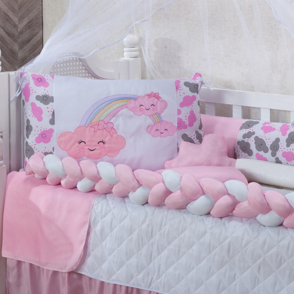 Kit Berço 7 Peças Trança Pop Algodão Padrão Americano/Nacional Conforto Proteção Decoração Bebê em Oferta na Shopee