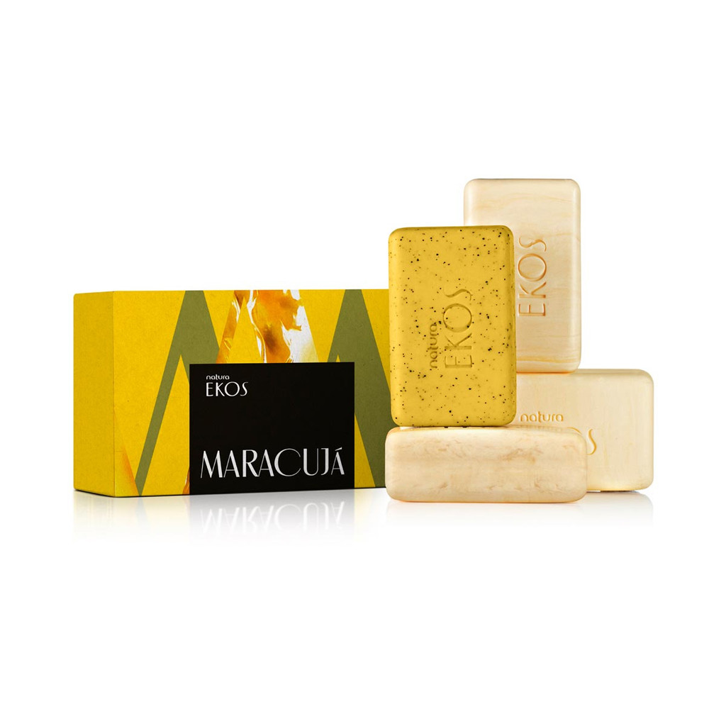 Sabonete em Barra Puro Vegetal Cremoso e Esfoliante Ekos Maracujá - Natura - 4 un de 100 g