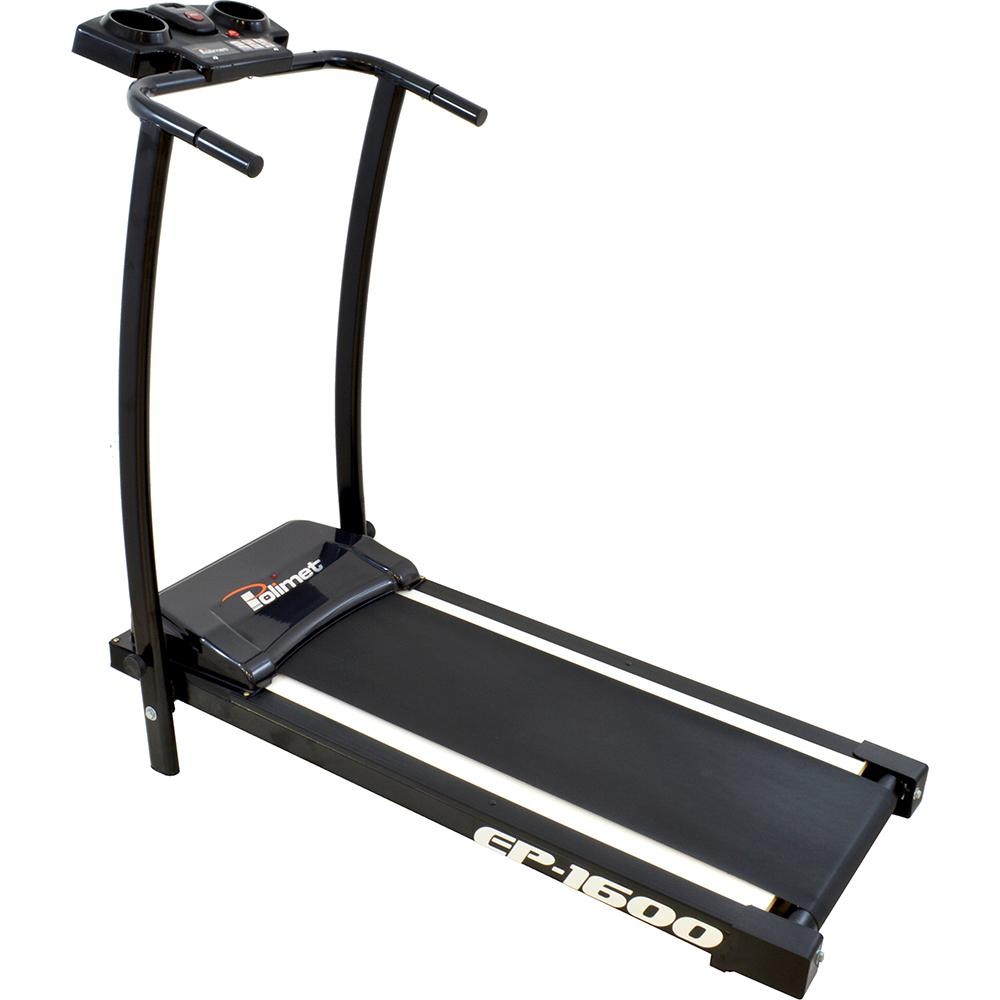 Esteira Ergométrica Elétrica Polimet Dobrável Residencial Profissional 5 Funções EP1600 BIVOLT Preto