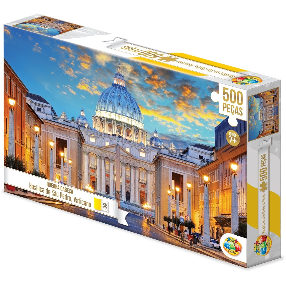 QUEBRA CABEÇA BASÍLICA DE SÃO PEDRO 500 PEÇAS GGB BRINQUEDO PUZZLE TURÍSTICO VATICANO IGREJA CATEDRA em Oferta na Shopee