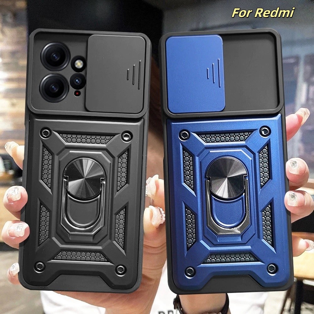 Para Redmi Note 14 13 Pro 12 11 10 11S 10S 4G 5G Resistente Ao Impacto Caso Do Telefone Móvel Com Anel De Suporte De Met em Oferta na Shopee