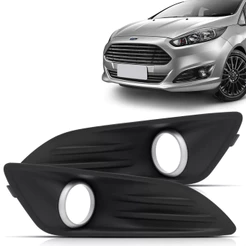Moldura Grade Farol De Milha New Fiesta 2014 2015 2016 2017 Aro Prata