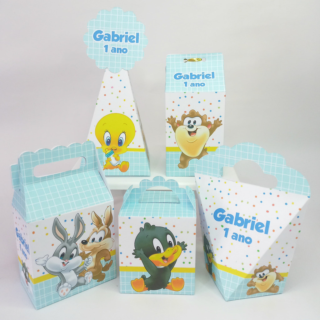 Personalizados Baby Looney Tunes Menino Pegue e Monte Lembrancinha caixinhas aniversário kit festa infantil Decoração
