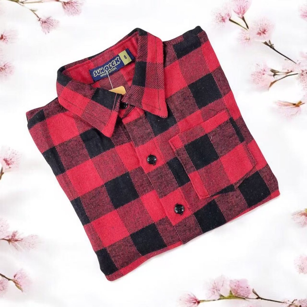 Tamanho 2 ao 16 Xadrez Camisa Infantil Juvenil Flanelada Manga Longa