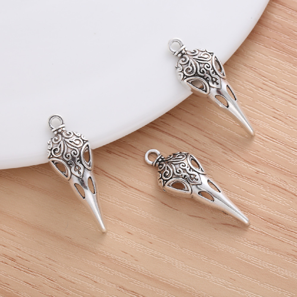 10pcs Fashion Vintage Bird Skull Charme Acessórios De Crânio Para Jóias Personalizadas De Bijuteria Feminina Fazendo Pingente Pulseira Colar Brinco