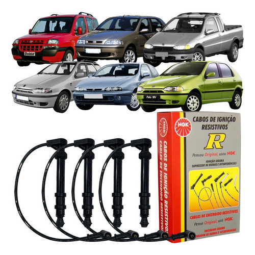 Jogo Cabo Vela Ngk Fiat Brava Marea Doblo Strada Siena em Oferta na Shopee