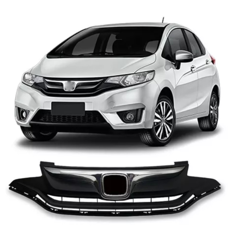 Grade Honda Fit 2015 / ....preta Brilhante C/ Friso Cromado