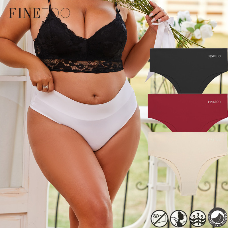 Finetooo Calcinha Sem Costura E Cintura Alta Para Mulheres Calcinhas Esticadas XL-5XL em Oferta na Shopee